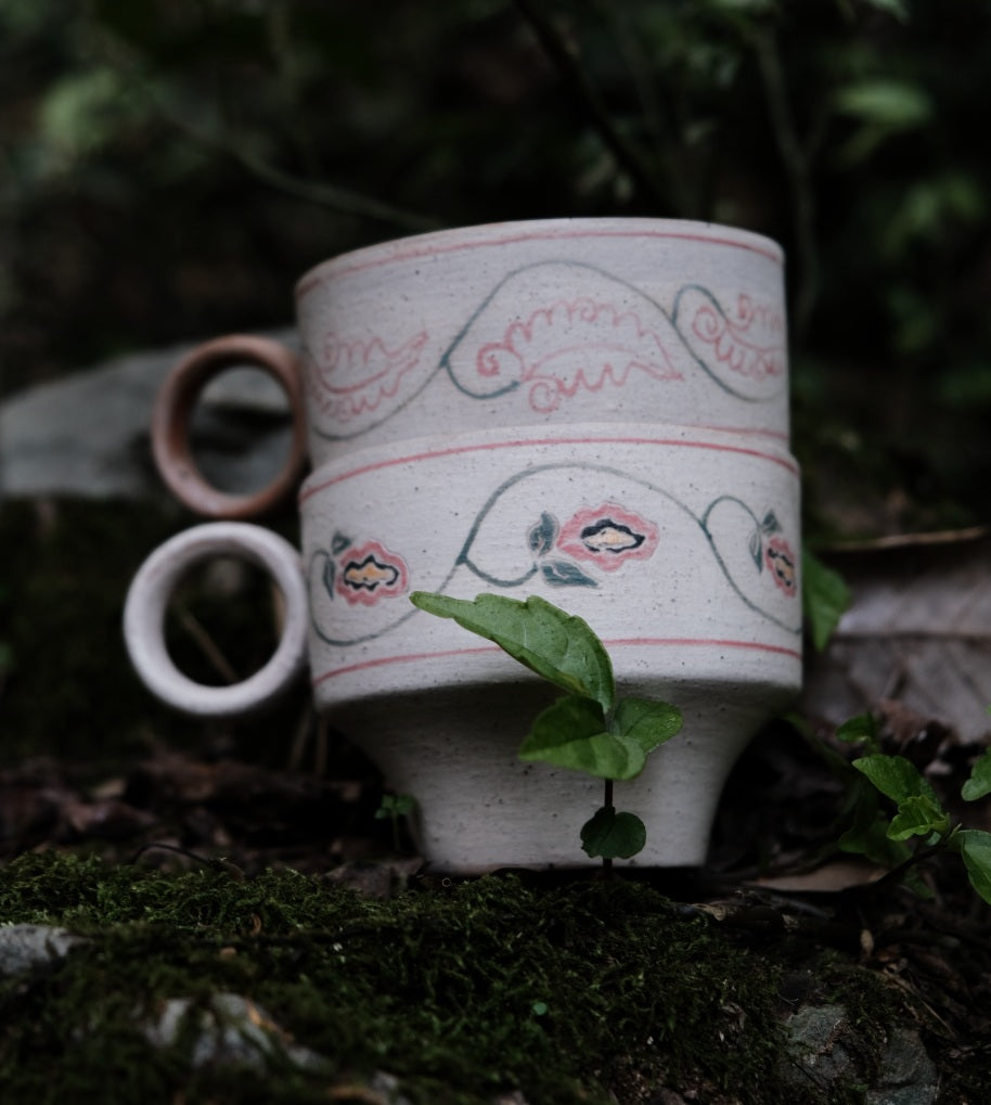 Buddhism factors on Chinese murals twin mugs